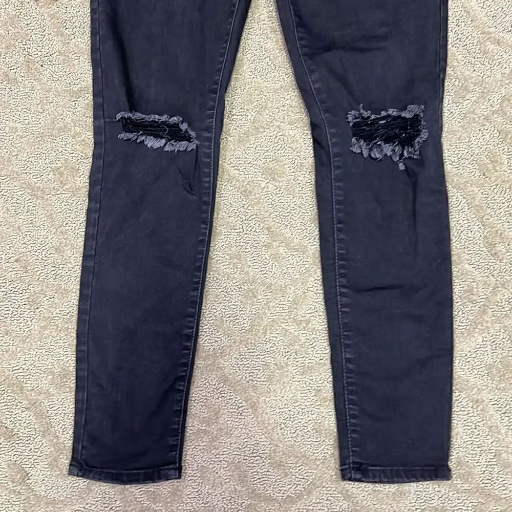 Sol Super High Rise Ultimate Jegging Juniors 11 Black Jeans w Distressed Knees